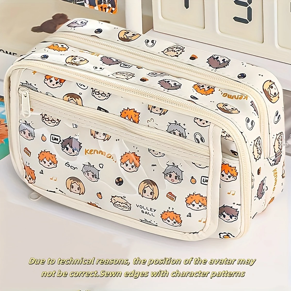 Anime Character Print Pencil Case - Dual-Zip Large Capacity Stationery Pouch - Durable Multi-Purpose Organizer for School Essent