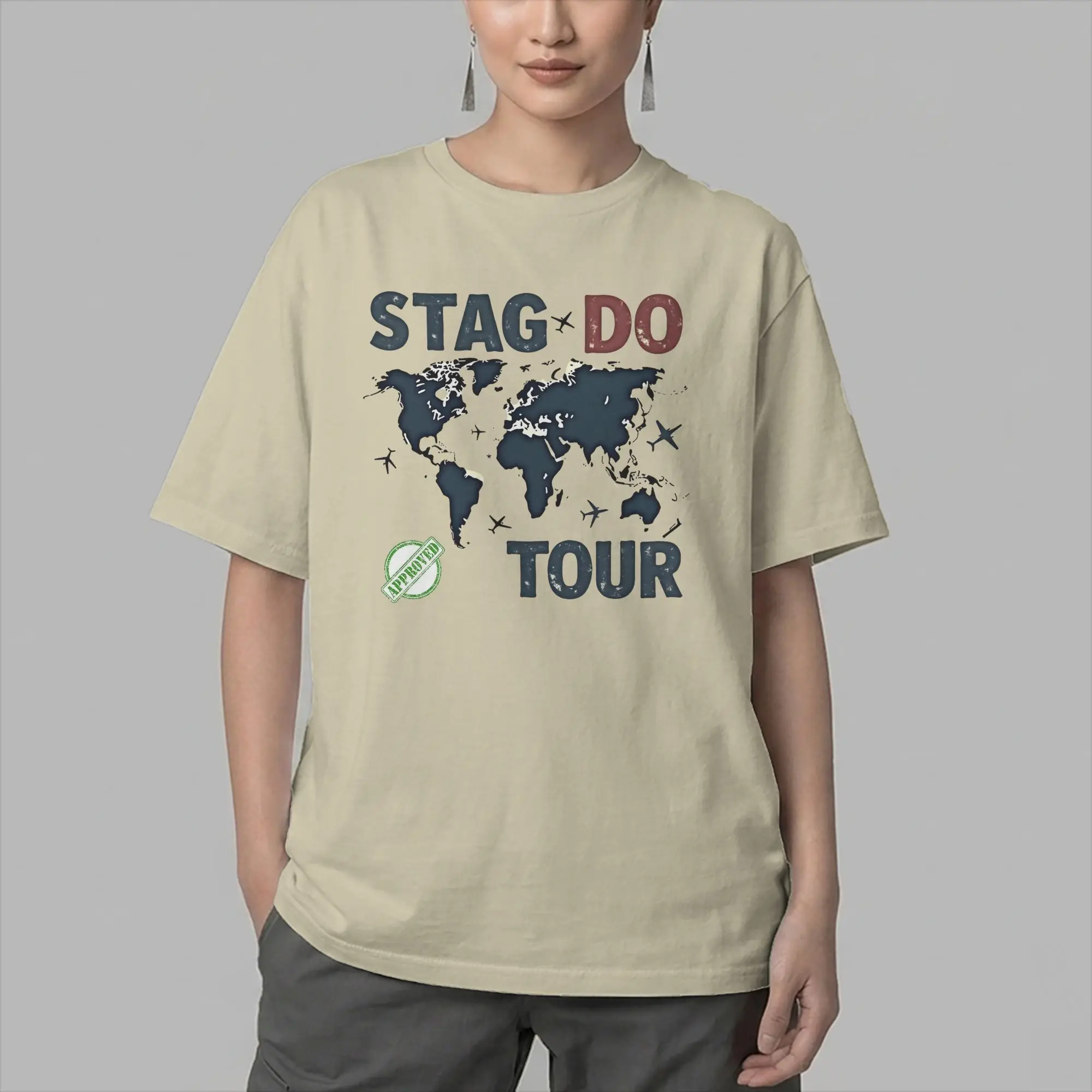 Stag Do Approved Tour T-Shirts for Men  Novelty Pure Cotton Tees Crewneck Short Sleeve T Shirt Unique Clothes