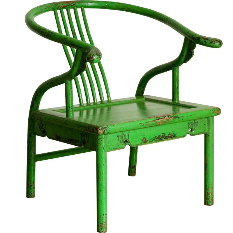 Old Elm Armchair New Chinese Style Ming and Qing Antique Old Solid Wood Chair Tenon and Mortise Furniture Casual Chair