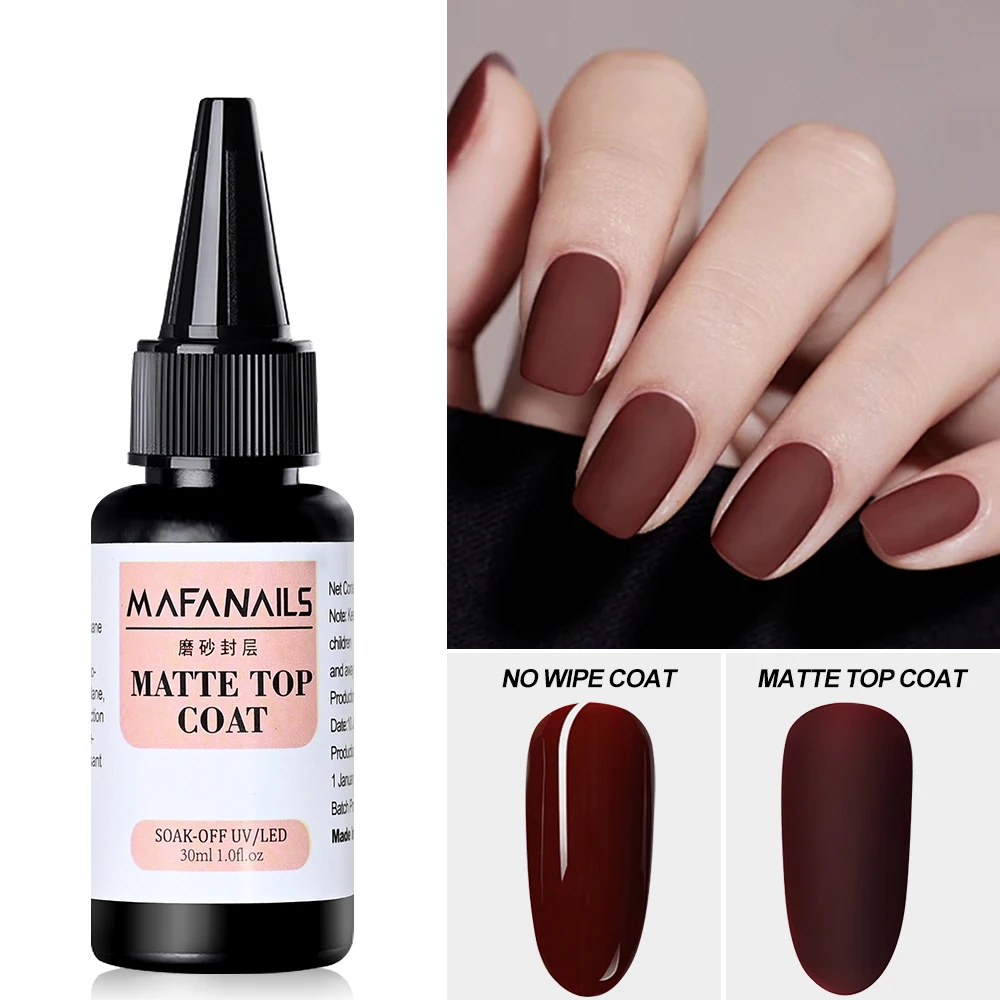 30ML Matte Top Coat Nail Gel Polish No-wipe Transparent Matte Gel Top Coat Varnish Semi Permanent SOAK-OFF UV Gel Nail Polish