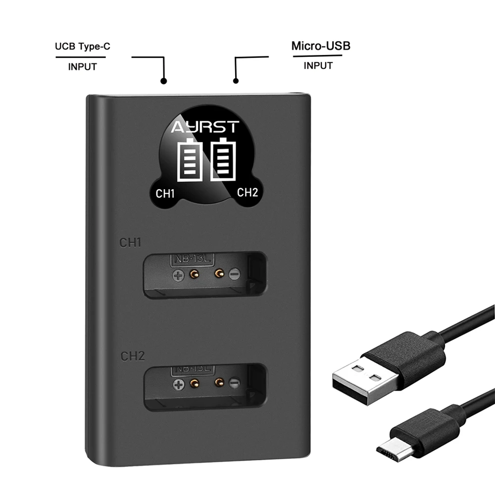 1600mAh NB-13L NB13L NB 13L Battery + LED USB Charger for Canon G7 X Mark II G7X G5 X G5X G9 X G9X SX620 SX720 HS Batteries