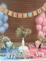 1/2 set of boy or girl banners baby shower decorations reveal the gender of colored flags baby.