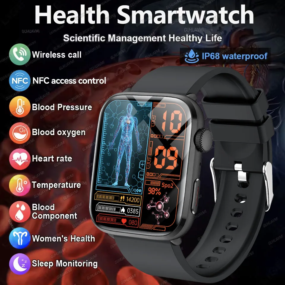 

2025 New For Redmi Xiaomi AI Diagnosis SmartWatch NFC Heart Rate Blood pressure Bluetooth Call Health Tracker Smartwatch For IOS