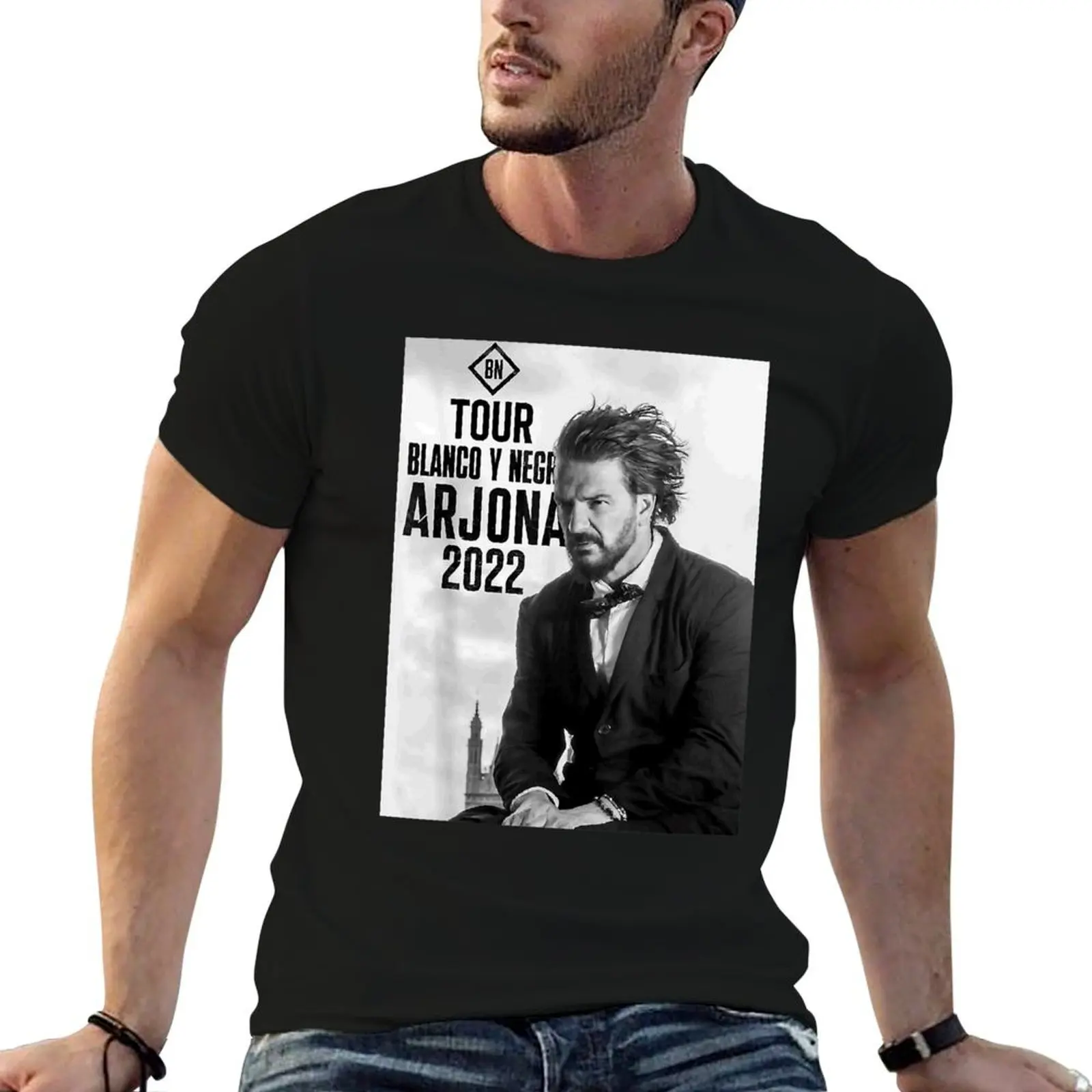 Camiseta de la gira Blancos y Negro de Ricardo Arjona, camiseta de lujo para hombre, camiseta lisa para hombre