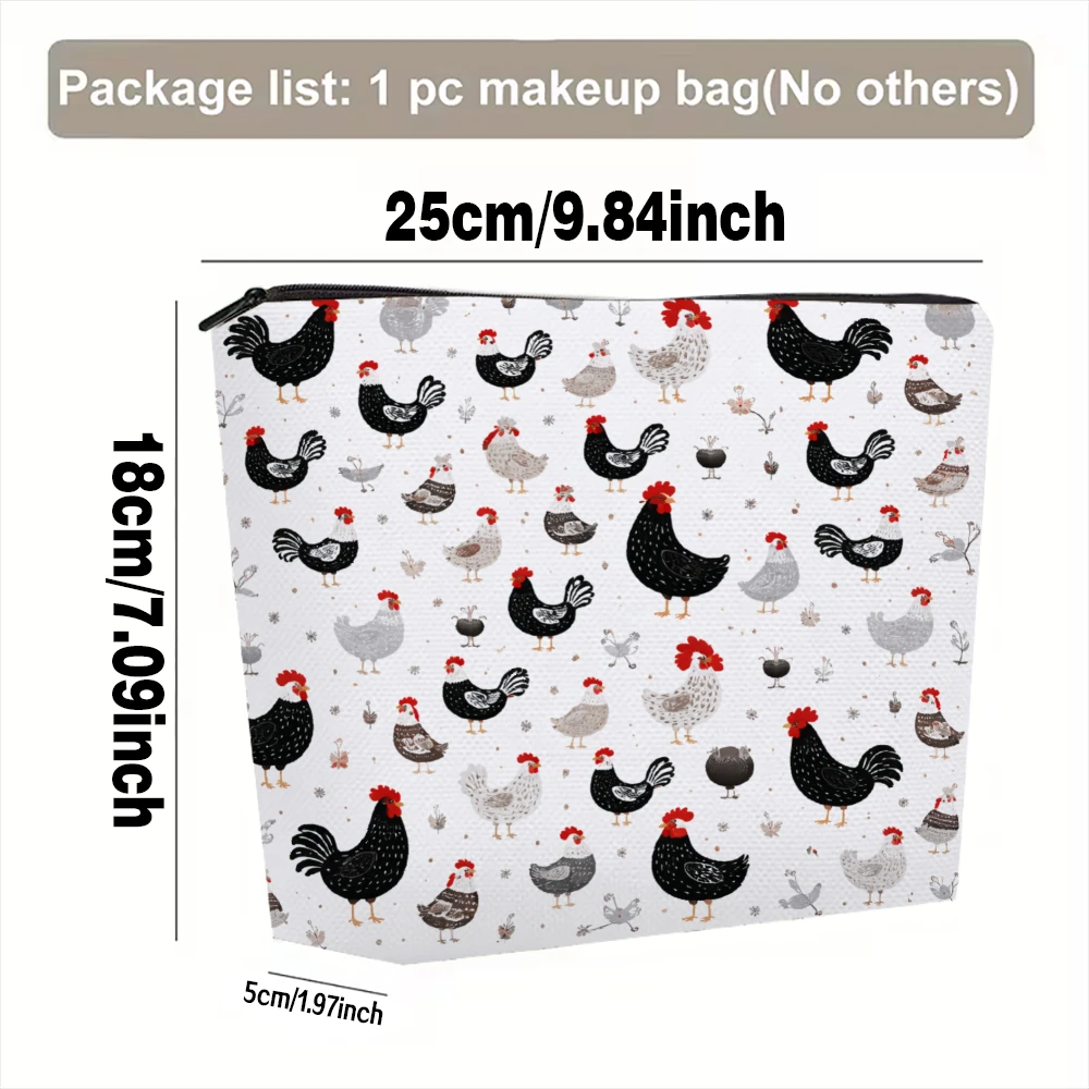 Chicken Pattern Print Design Makeup Bags for Girls Cosmetic Pouch Toiletry Bag Pencil Case Travel Storage