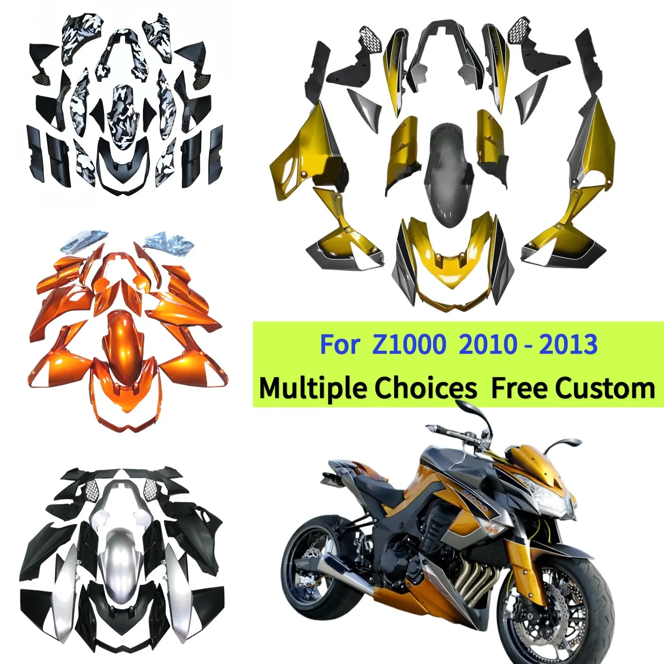 

Custom Injection Molded Bodywork Fairings Kits fit for Kawasaki Z1000 2010 2011 2012 2013 Motorcycle Fairing Replacement part