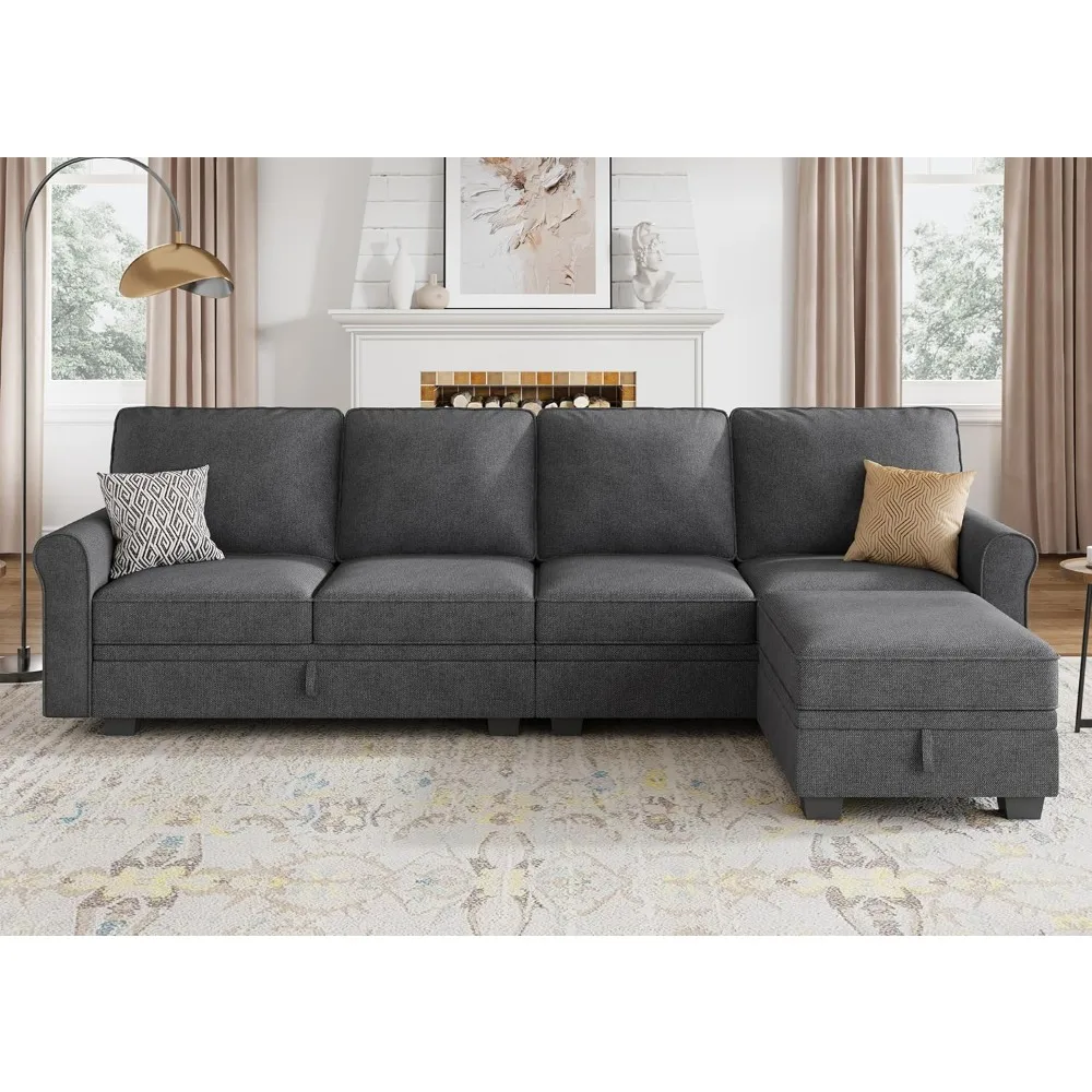 HONBAY Sectional Couch with Storage Seat L Shaped Sectional Couch with Reversible Chaise Small Sectional Couches for Living