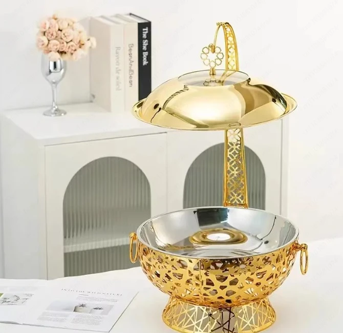 8L Food Warmer Large Golden Chafing Dish Luxury Wedding Buffet Set Gold