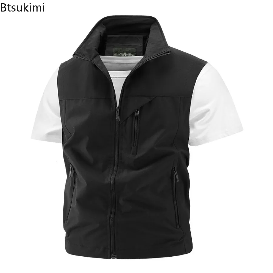 2025 Outdoor Spring Autumn Waistcoat Men's Thin Waistcoat Leisure Multi-pocket Waistcoat Sleeveless Coat Casual Daily Coat Male