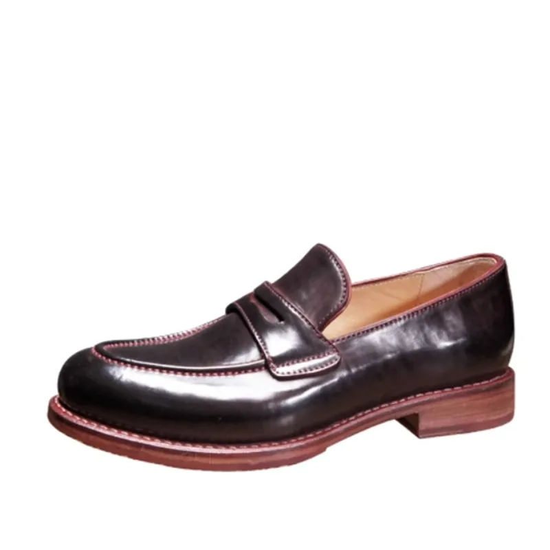 

British Retro Loafers Men's Leather Shoes Slip-On Business Casual Handmade Genuine Leather Wedding Work Dress Shoes Male