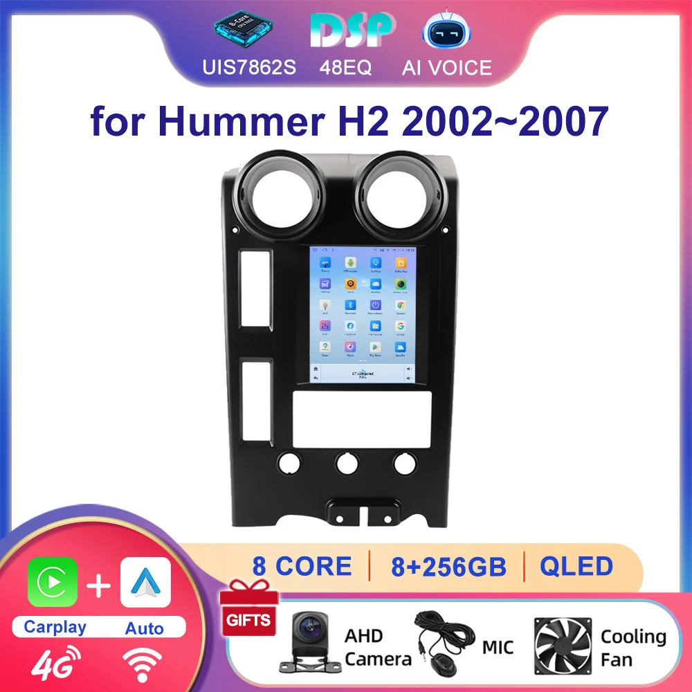 9.7'' 4G Lte Android Carplay Touch Screen Autoradio GPS Navigation Stereo Radio Car Multimedia Player for Hummer H2 2002~2007