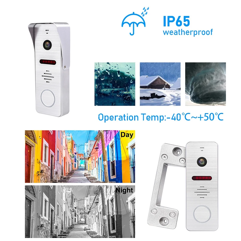 Anjielosmart Tuya อินเตอร์คอมหน้าจอสัมผัส10นิ้วออดประตูสำหรับจอมอนิเตอร์สมาร์ทโฮมประตูกล้องโลหะมุมกว้างกันน้ำ