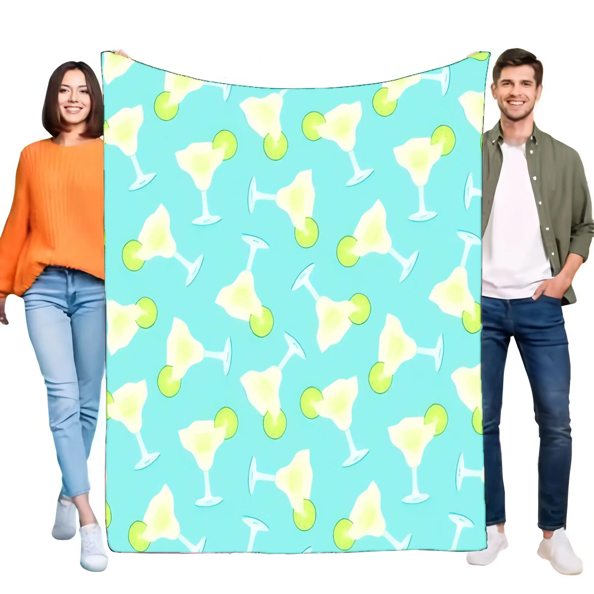 Colorful Margarita Cocktail Blanket Soft Warm Cozy Throw for Home, Sofa, Bed, Perfect for Parties, Beach, or Birthday Gifts, Lig