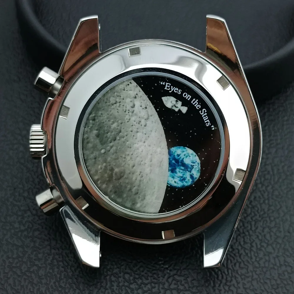 New 39.7mm Watch Stainless Steel Moon Back Cover Case FIT VK63 Movement Case Watch Accessories Suitable for 20mm Strap Watch Box