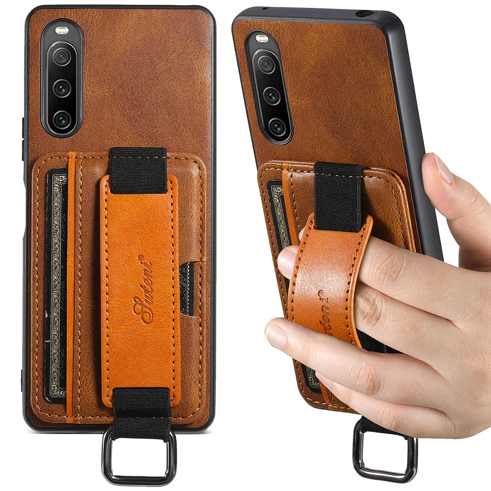 For Sony Xperia 10 V 1v Case Luxury Leather Kickstand Cover For Xperia 10 V 1 5 10 Iv Case With Wristband Bracket Card Slots