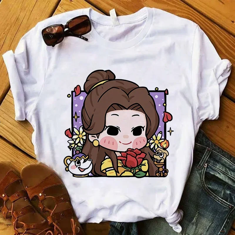 Cute Princess Graphic T-shirt Anime Cartoon Snow White Kawaii T Shirt for Women Fashion Summer Short Sleeves Clothing Tees Tops