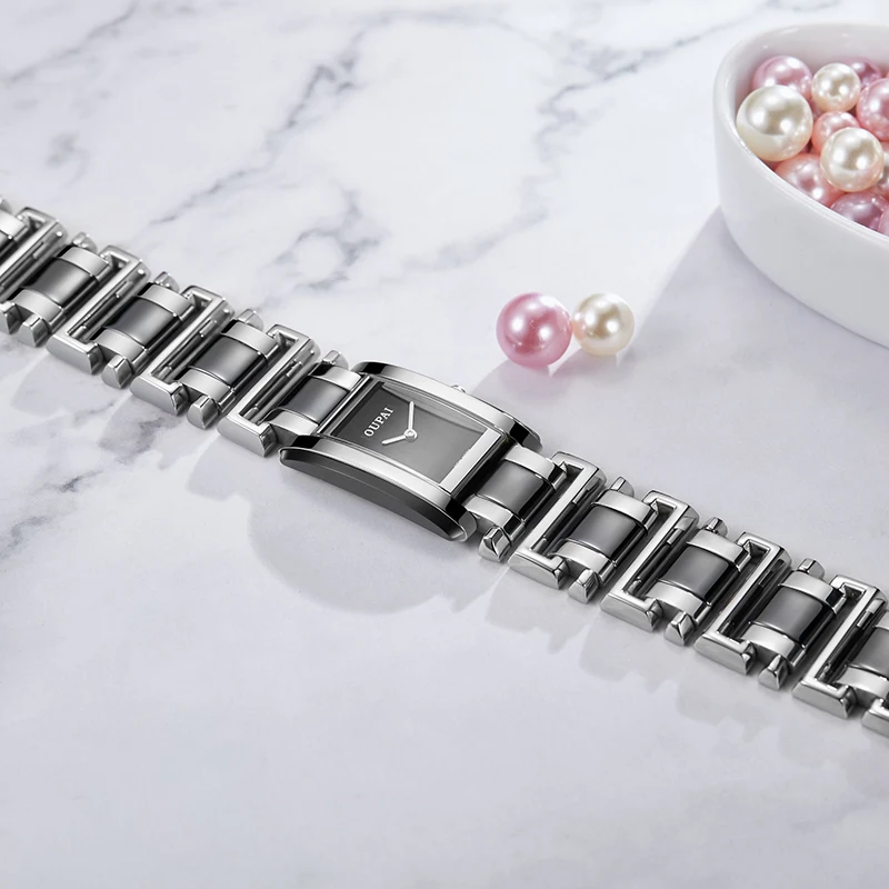 Прямоугольные часы Oupai, женский браслет, черные кварцевые модные и простые наручные часы, изысканное платье, водонепроницаемые