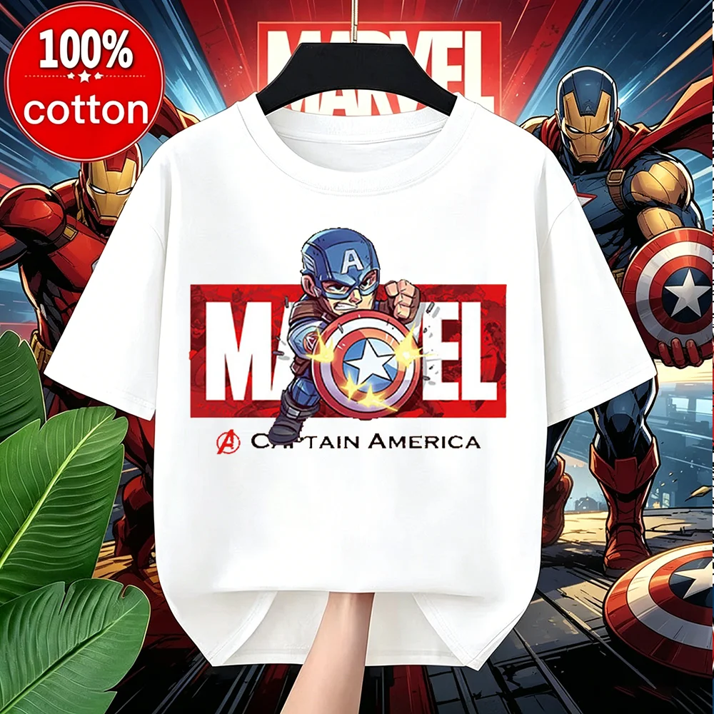 

Summer children's 100% cotton T-shirt featuring "Iron Man" from "Avengers: Infinity War", suitable for children's summer wear