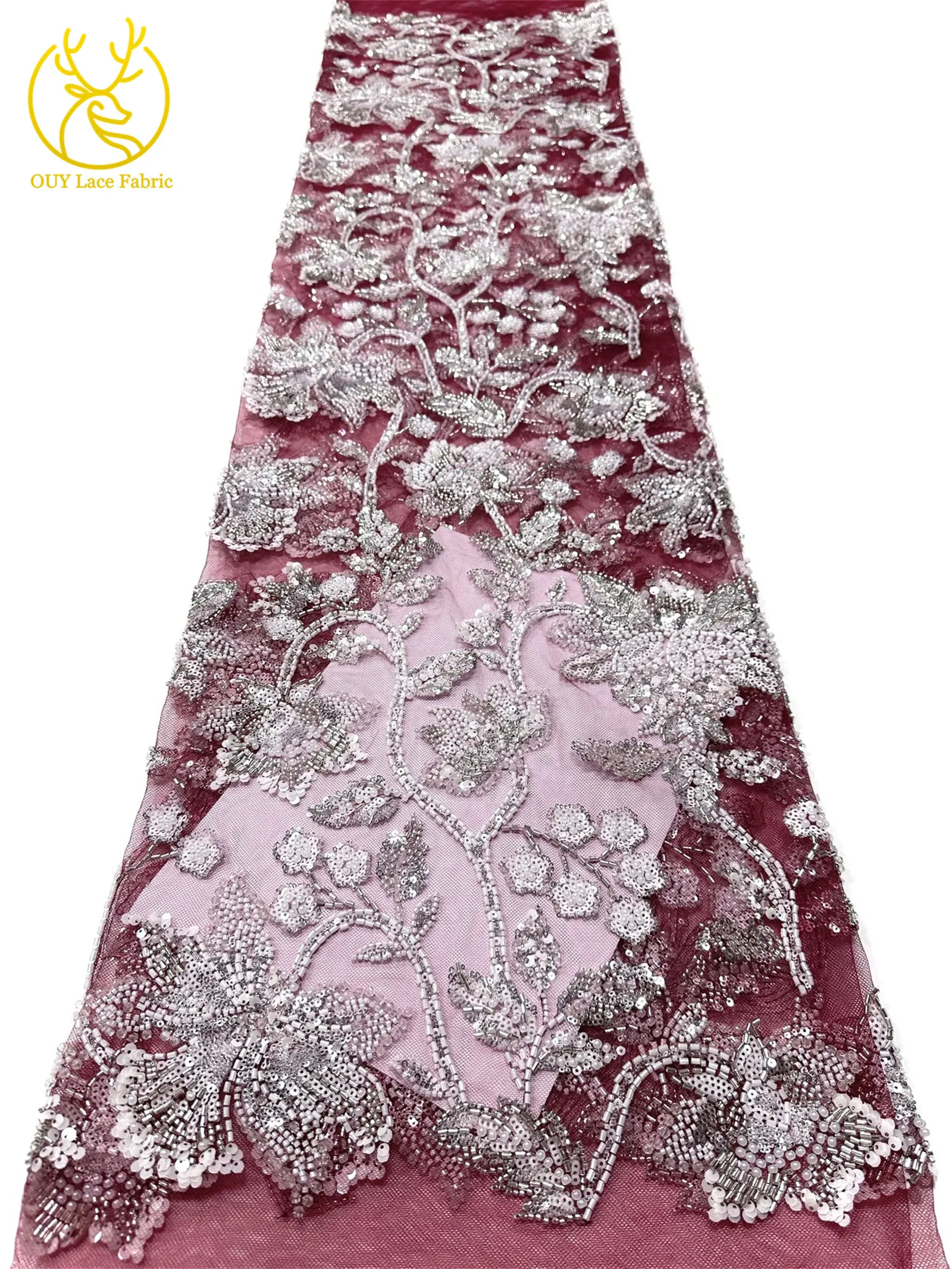 5 Yards Hochwertige Afrikanische Bräutigam-Perlenstickerei Luxuriöser Maßgefertigter Nigerianischer Französischer Pailletten-Tüllstoff für Damen Neues Abendkleid – Detail 21
