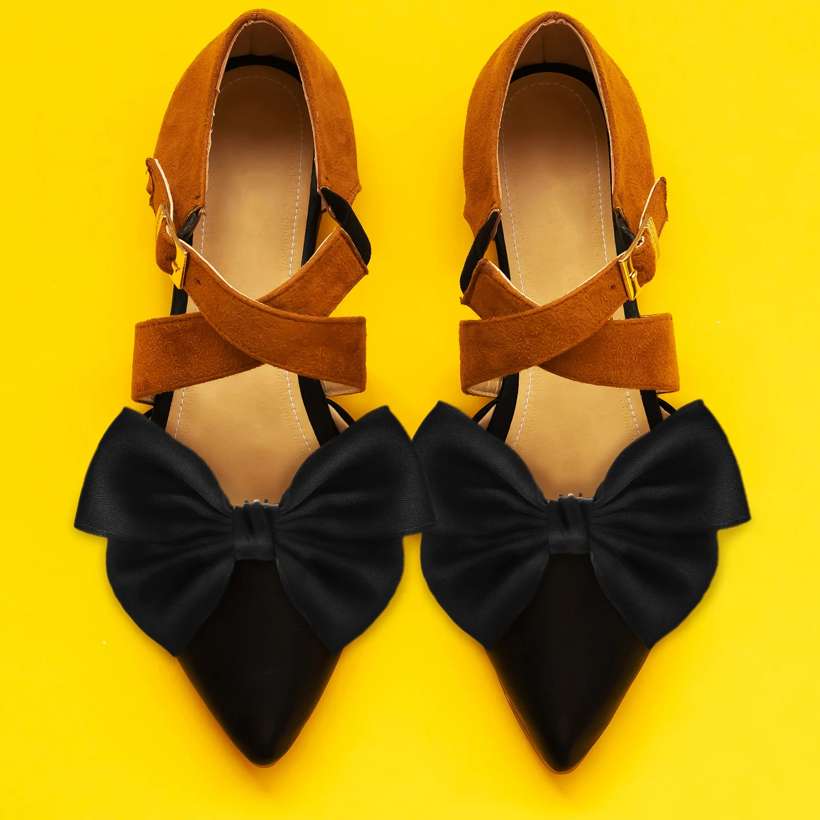 

4 Pcs Satin Bow Shoe Clips Silver Rhinestone Decorative For Shoe Clips Women Flats Pumps Heels Accessories Gifts