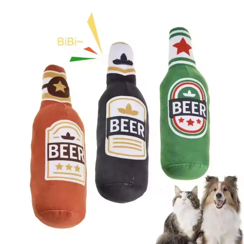 Interaktives Plüsch-Haustierspielzeug im Bierflaschen-Design, Kauspielzeug zur Zahnreinigung, Langlebiges Beißspielzeug für Hunde zur Langeweile-Bekämpfung, Haustierzubehör – Detail 5