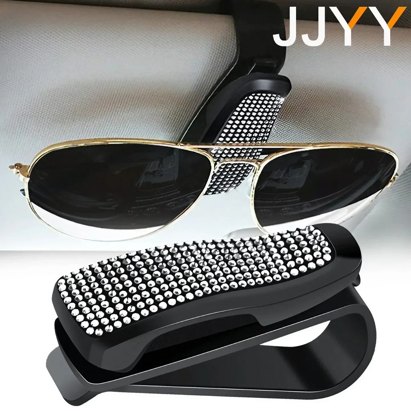 STONEGO Car Sun Visor Glasses Sunglasses Ticket Receipt Card Rhinestone Clip Mini Storage Holder Vehicle Car Glasses Holder