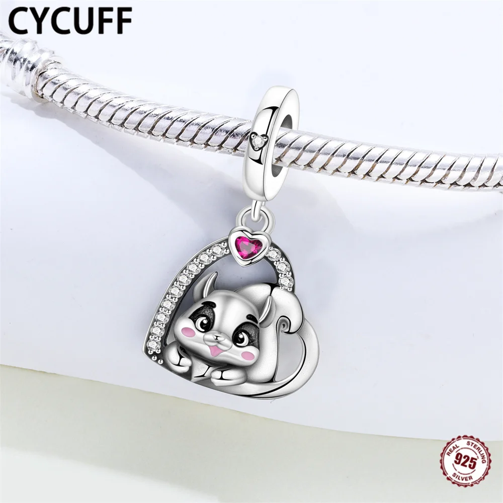 CYCUFF New 100% 925 Sterling Silver Pendant Love Squirrel Pendant Ladies' Travel Essential for Home Exquisite Jewelry