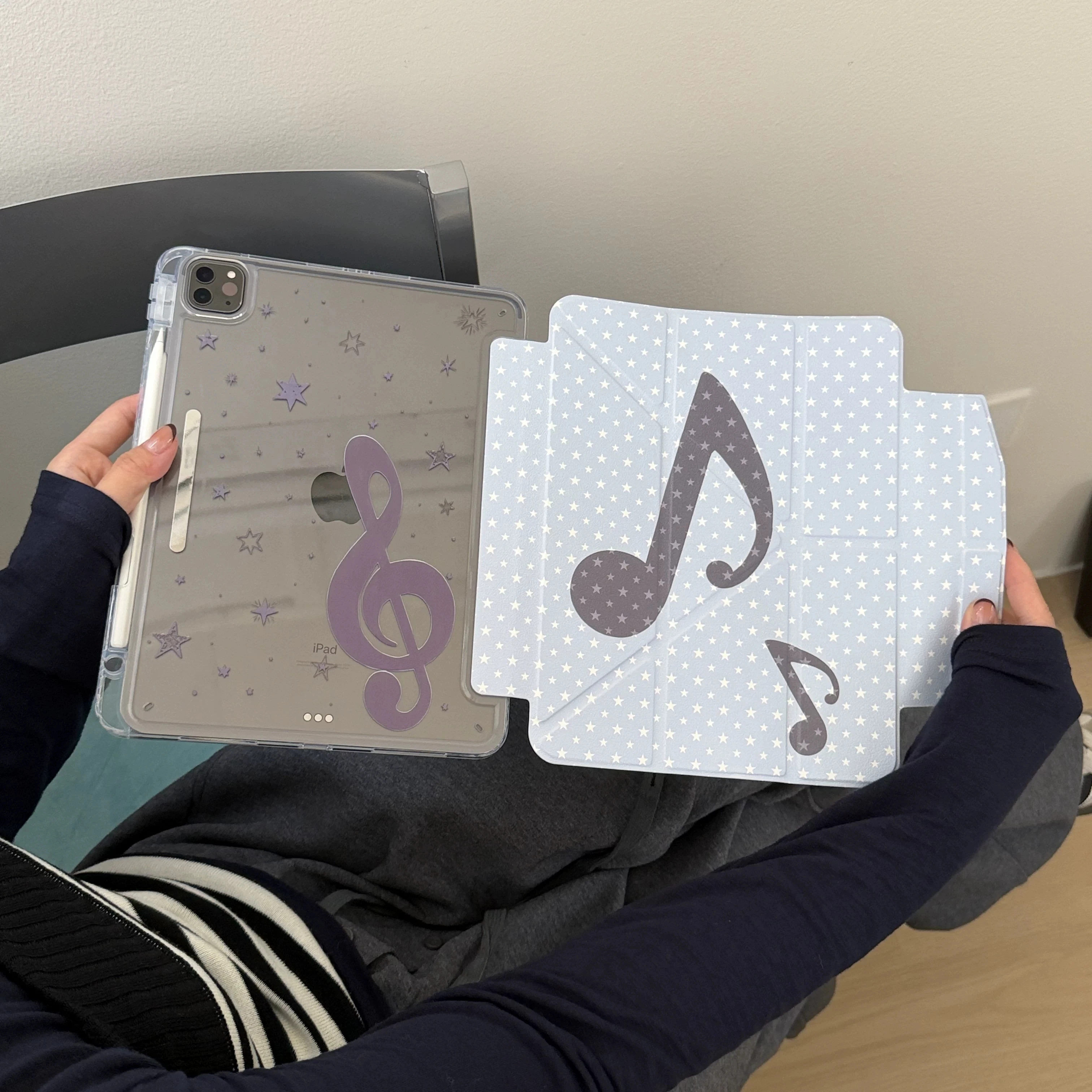 Musical Notes Stars Blue New Tablet Case For iPad Pro 11 12.9in 13 M4 M5 Case 9.7 10.2 5/6th 7/8/9 11th Mini Air 3 4 5 6 7 Cover