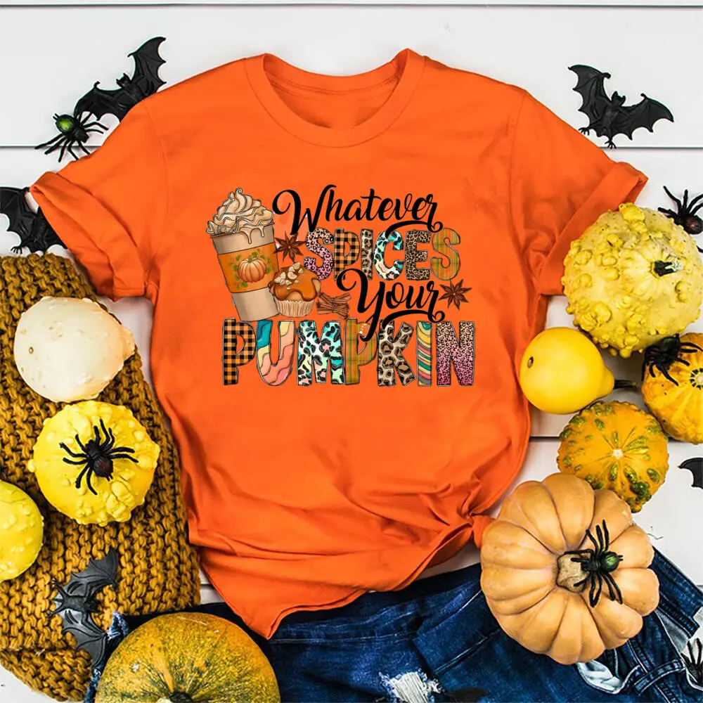 Whatever Spices Your Pumpkin Fall Shirt Women Short Sleeve Thanksgiving Pumpkin Spice Shirts Graphic Tees Clothes