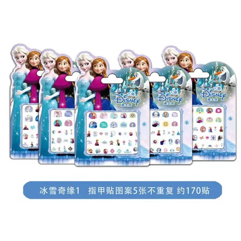 Disney-pegatinas de uñas de frozen para niñas, princesa elsa, Anna, luces nocturnas, juguetes de regalo de dibujos animados