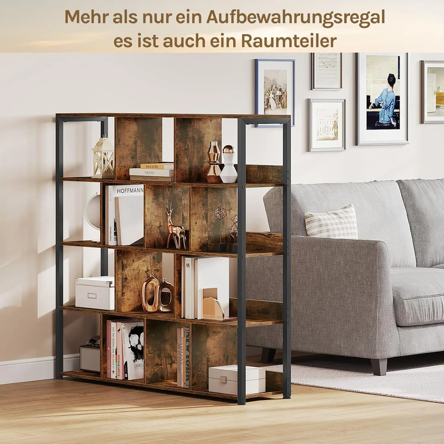 ستاندريجال ريجال ستيند، Bücherregal mit 4 Ebenen، Bücherschrank Aufbewahrungsregal Küchenregal Eckregal، Standregal mit Kippsi