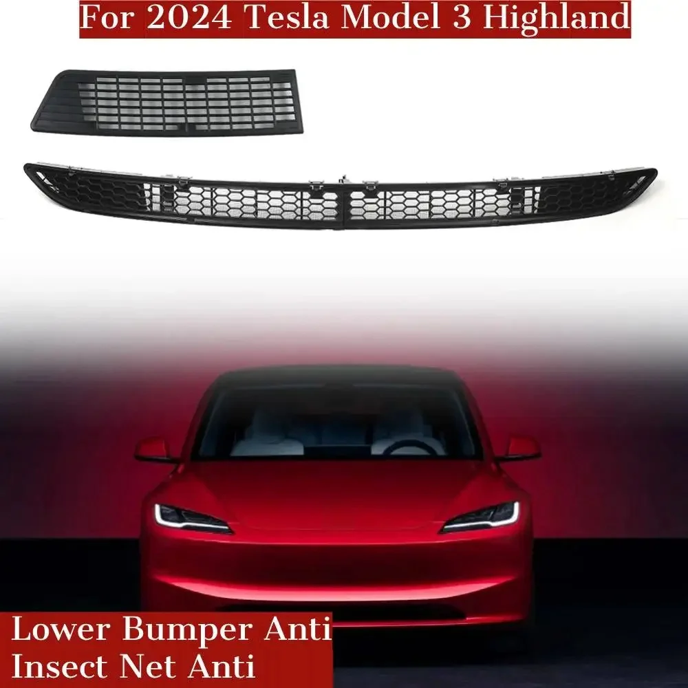 

For Tesla Model 3 Highland 2024 Lower Bumper Anti Insect Net Anti Dust Proof Inner Vent Grille Cover Insect-proof Front Cover