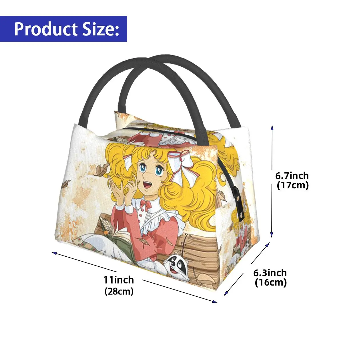 Candy Candy Anime Insulated Lunch Bag for Women Picnic Storage Food Boxes Portable Container Cooler Thermal Lunch Box Tote