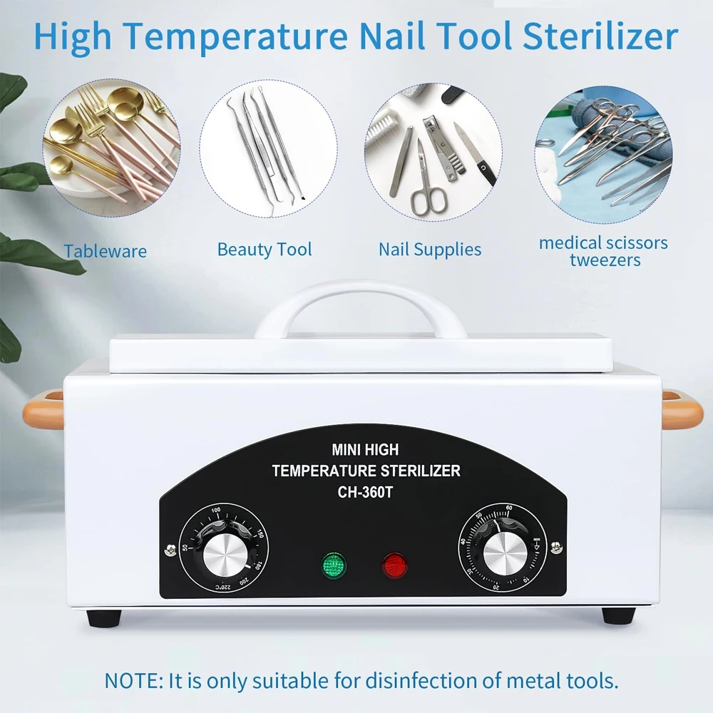 LULAA Hot Air Sterilizer 300W Dry Heat Cosmetics Nail Sterilizer Nail Studio Sterilizer Cabinet Autoclave Disinfection Box