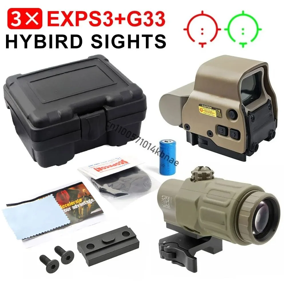 HWS EXPS3 Holografische Red Dot Sight 558 + G43/G33/G45 3X/5X STS Vergrootglas Hybrid Sight Combo richtkijker voor 20mm Rail