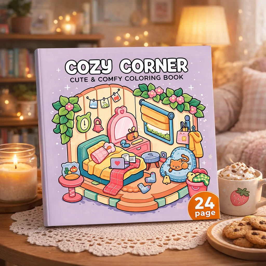 Ensemble de livres de coloriage Cozy Corner pour adultes et enfants, fournitures artistiques pour la relaxation, activité de pleine conscience, cadeau