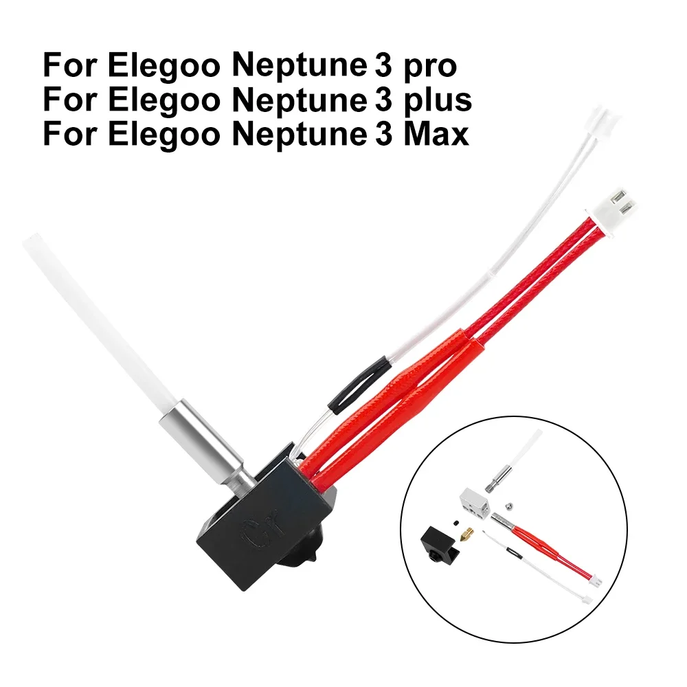 Hotend Kit For Elegoo Neptune 3 Pro/Plus/Max Heatbreak Heated Block Heating Rod 24V40W Thermistor PTFE Tube 3D Printer Parts