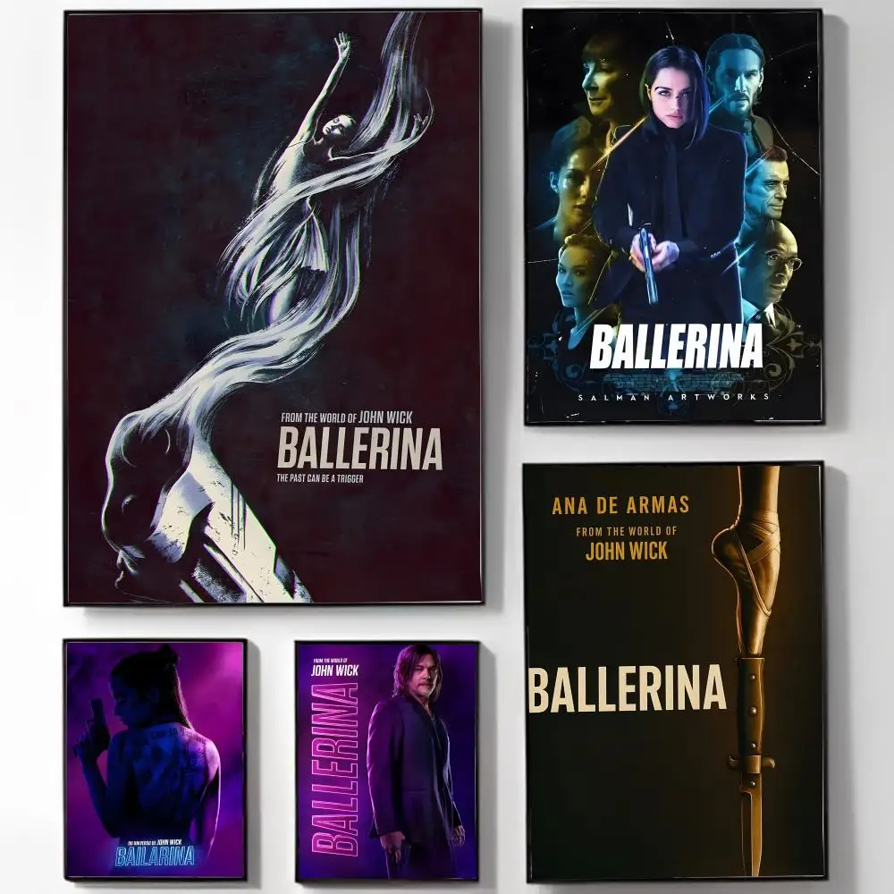 Intense Stylish J-John Wick B-Ballerina Poster High-definition Art Sticker Self Adhesive Waterproof Home Decoration
