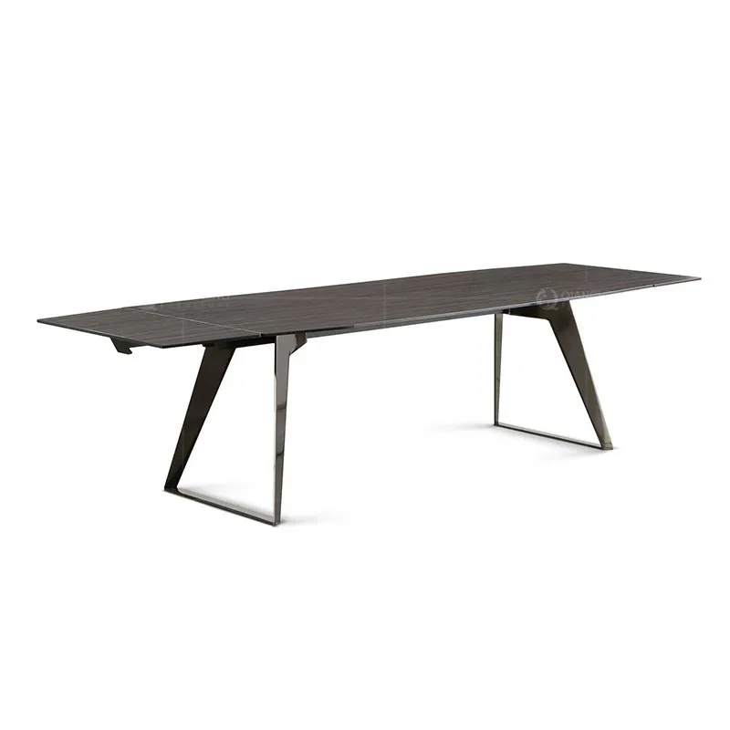 Mesa de jantar retangular retrátil moderna de alta qualidade para uso doméstico e cadeiras