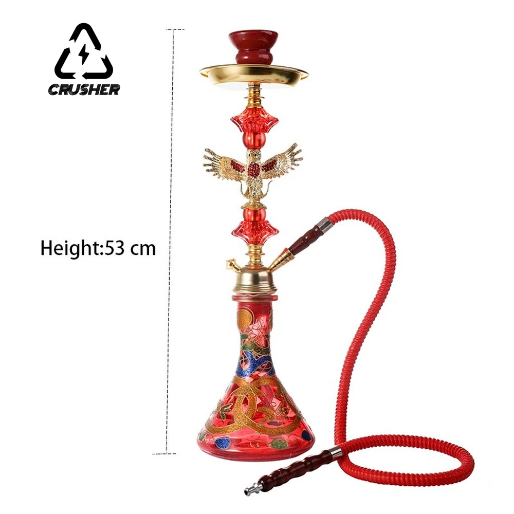 CRUSHER Arab Grass Hookah Set with Single Hose Tobacco Bowl Cigarette Holder Narguile Complete Shisha Smoking Pipe Accessories