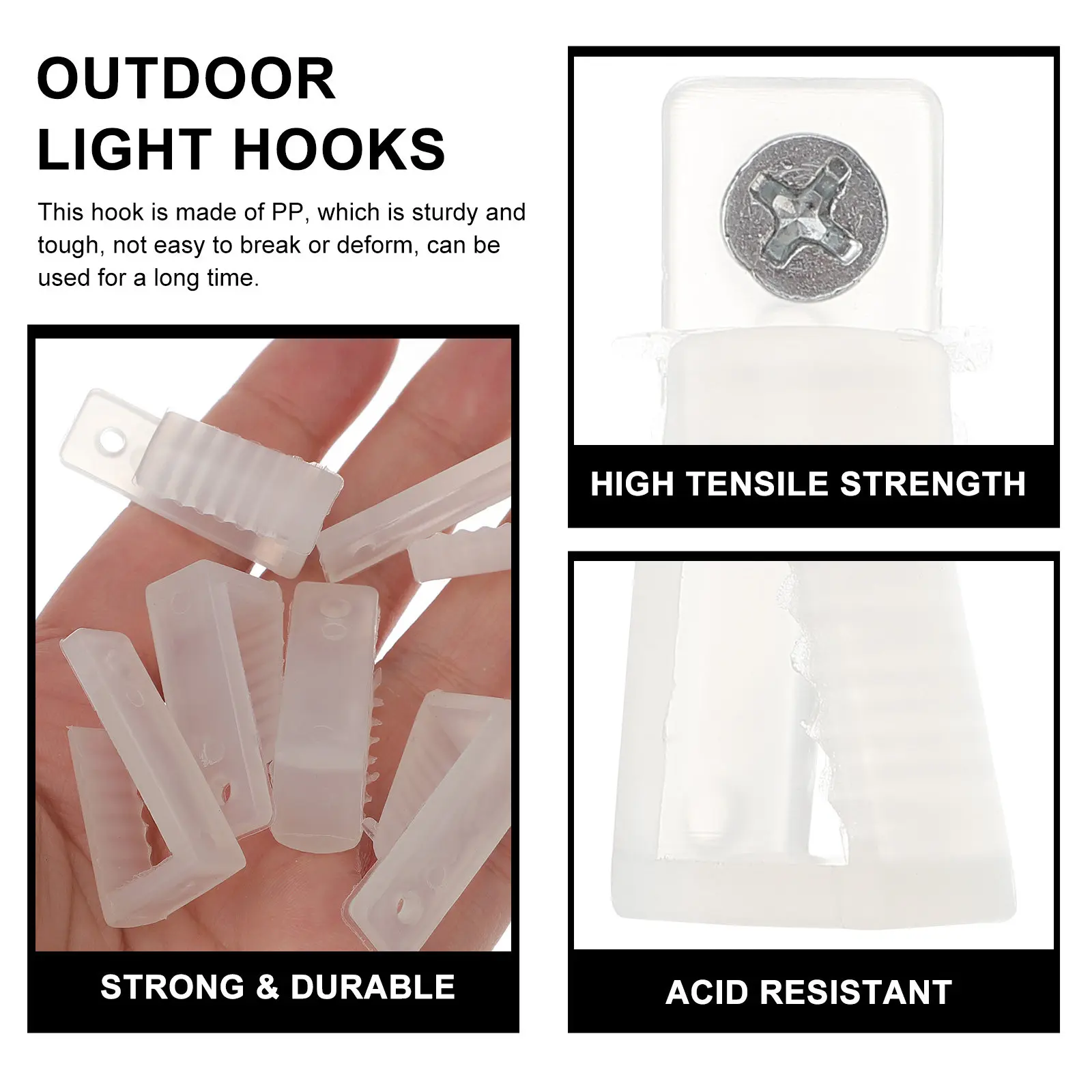 50 Pcs Outdoor Lighting Hook Clips outside Hooks for Lights Mounting Gutter Hangers