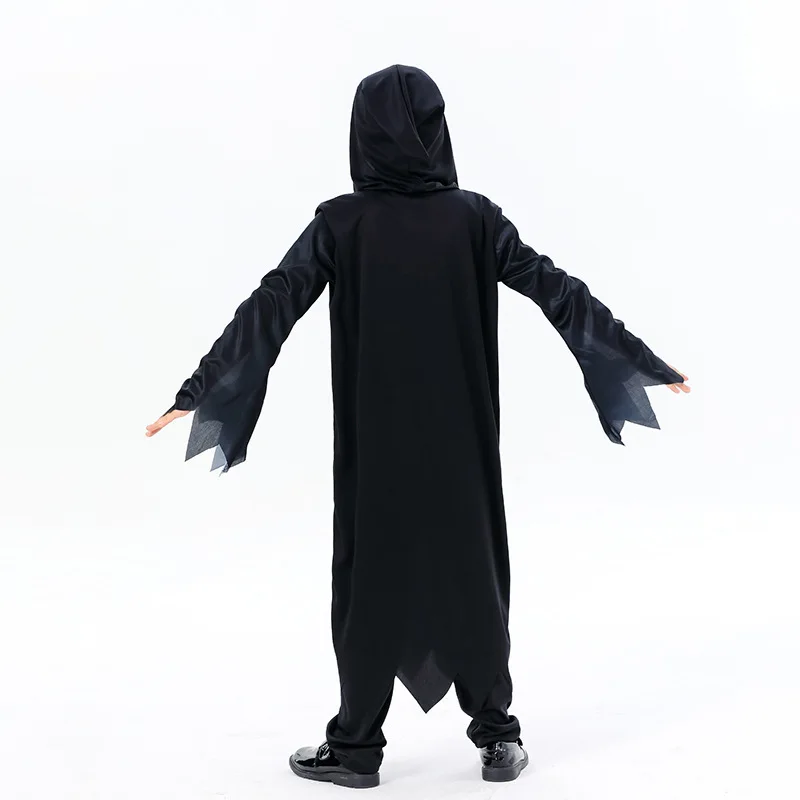 Kids Scary Halloween Horror Skull Skeleton Grim Reaper Costume Child Spooky Ghost Outfit Carnival Party Funny Cosplay Costume