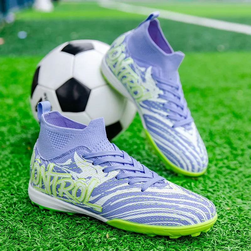 新しいメンズサッカーブーツ、クリートスニーカー、ハイカット、高品質サッカーシューズ、滑り止め、フットサル、芝生試合、屋内、人気商品