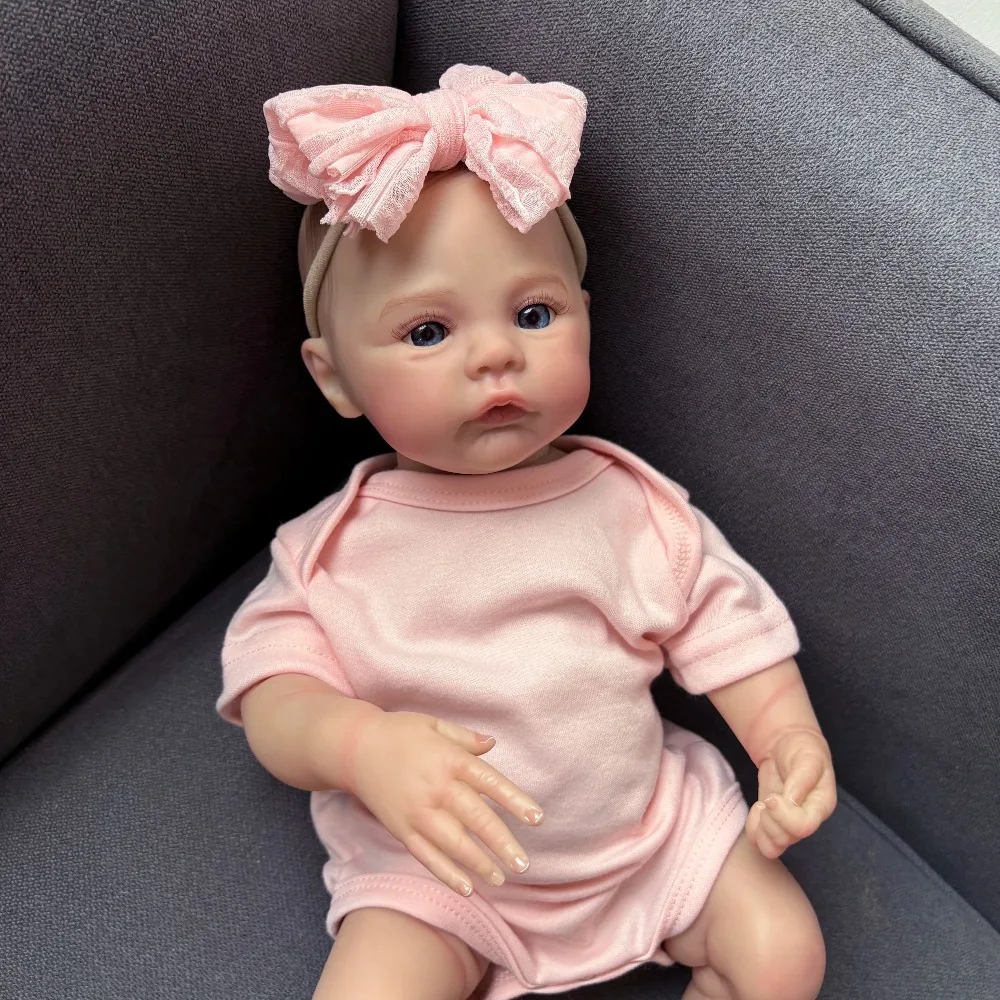 18 inch weide siliconen reborn pop pasgeboren babygrootte echte foto handgemaakte realistische babypoppen 3D huid met zichtbare aderen