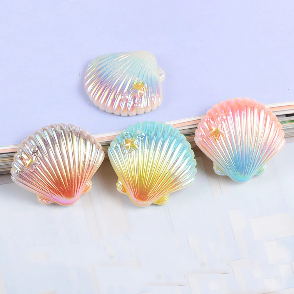 10pcs 2.5cm*2.6cm mini size mix color colorful resin material artificia Conch sea shell&scallop shell for  for DIY or decoration