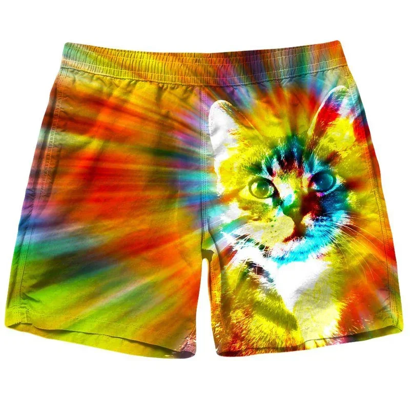 New Men Tiger Cat Beach Shorts 3D Printed Starry Sky Short Pants Fashion Street Oversize Breathable Sports Gym Women Shorts