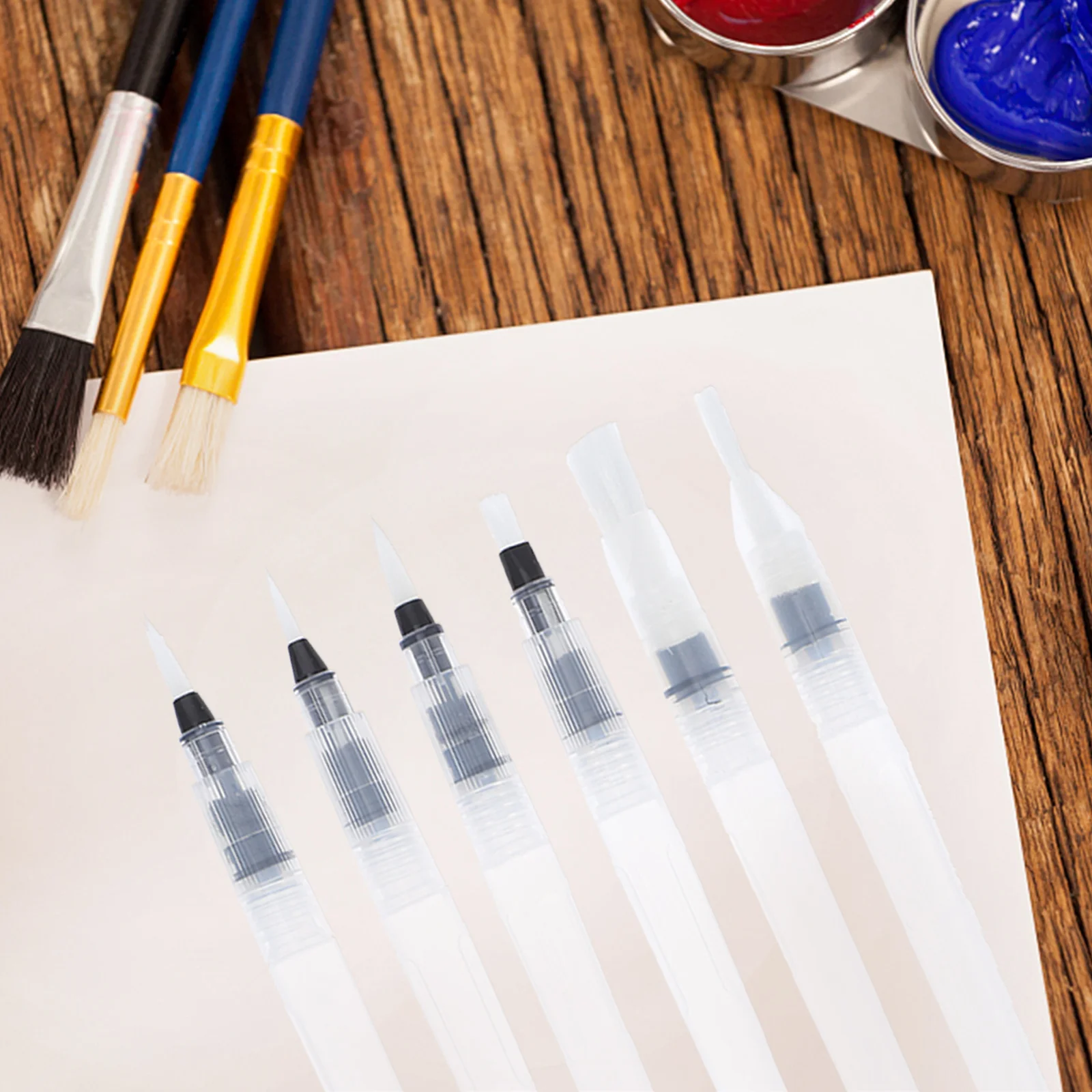 6 قطعة فرشاة ألوان مائية القلم قابلة لإعادة الاستخدام النايلون تلميح غرامة خط الرسم مزج الألوان التحكم في التدفق فرشاة الرسم اليدوي الفنون قلم حبر