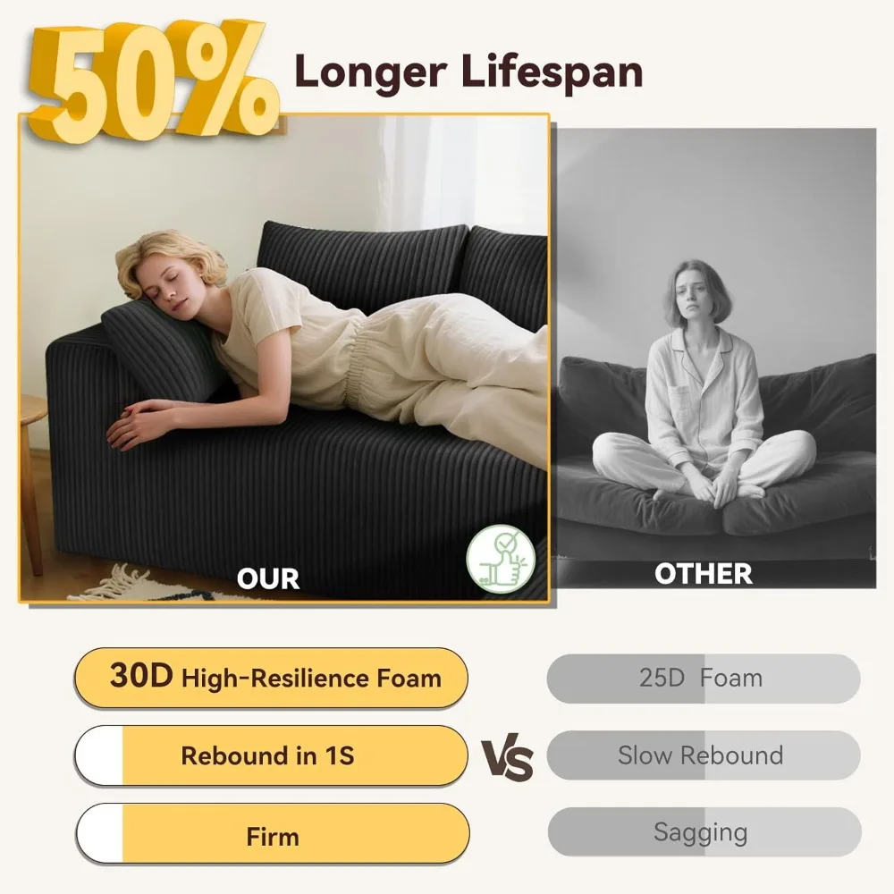 Роскошный вельветовый секционный диван с L-образным шезлонгом и глубоким сиденьем 27,56 для удобного сидения в гостиной