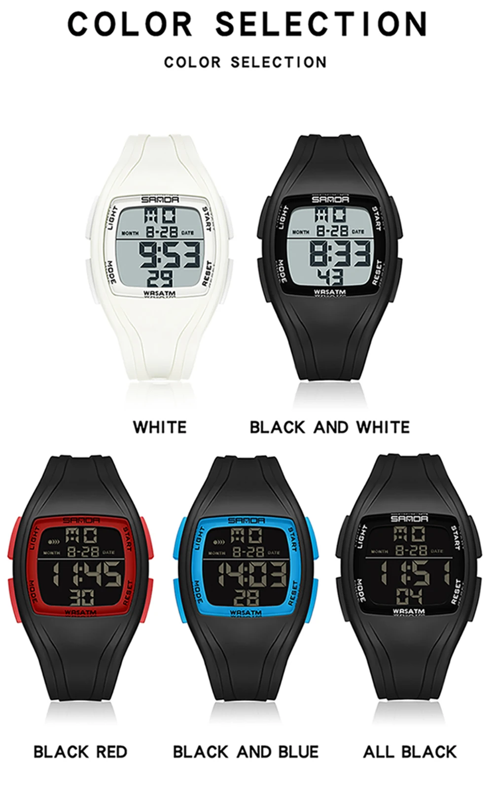 Fashion SANDA New 9054 Student Electronic Watch Sports Multifunctional Waterproof LED Single Display Student Electronic Watch