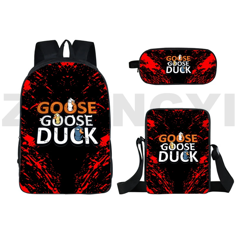 2023 Fashion Teenager Goose Goose Duck 3D Print Backpacks Korean Style Backpack Women 3 In 1 Girls Boys Outdoor Sport School Bag